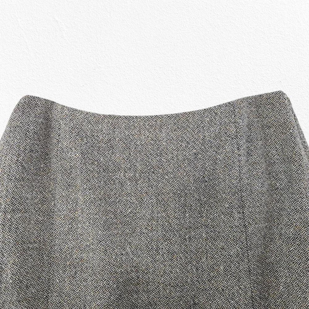 Y2K 2000s Ann Taylor Taupe Gray Tweed Wool Blend Pleated Hem Skirt Gray Size 4P
